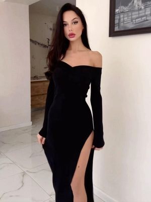 Прочный укладки ошейник банкет длинное вечернее платье сексуальный темперамент стройная одежда женщина