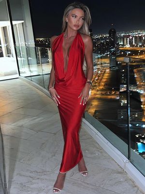 Новый стильный темперамент сексуальное кольцо с V-ошейником кольцо тонкое безруковое платье